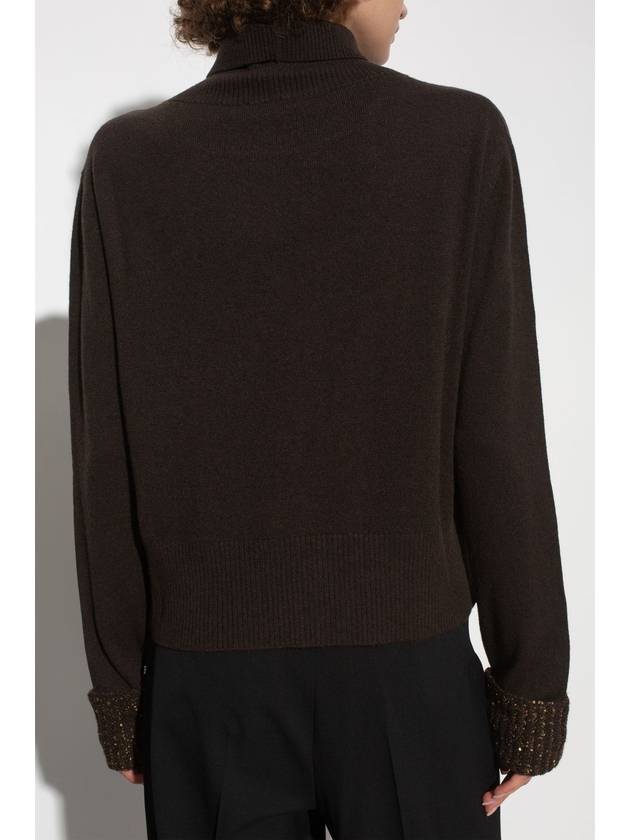 Fabiana Filippi Wool Turtleneck, Women's, Brown - FABIANA FILIPPI - BALAAN 4