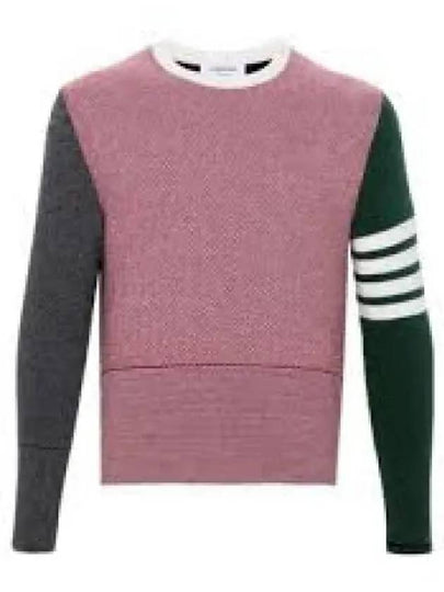 Herringbone Float 4 Bar Classic Crew Neck Virgin Wool Knit Top Red - THOM BROWNE - BALAAN 2