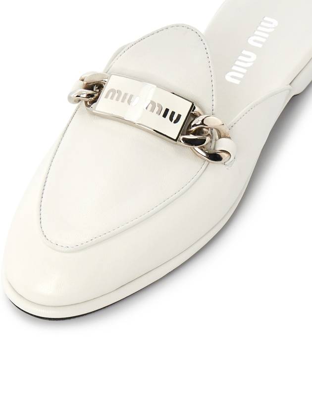 Logo Leather Bloafers White - MIU MIU - BALAAN.