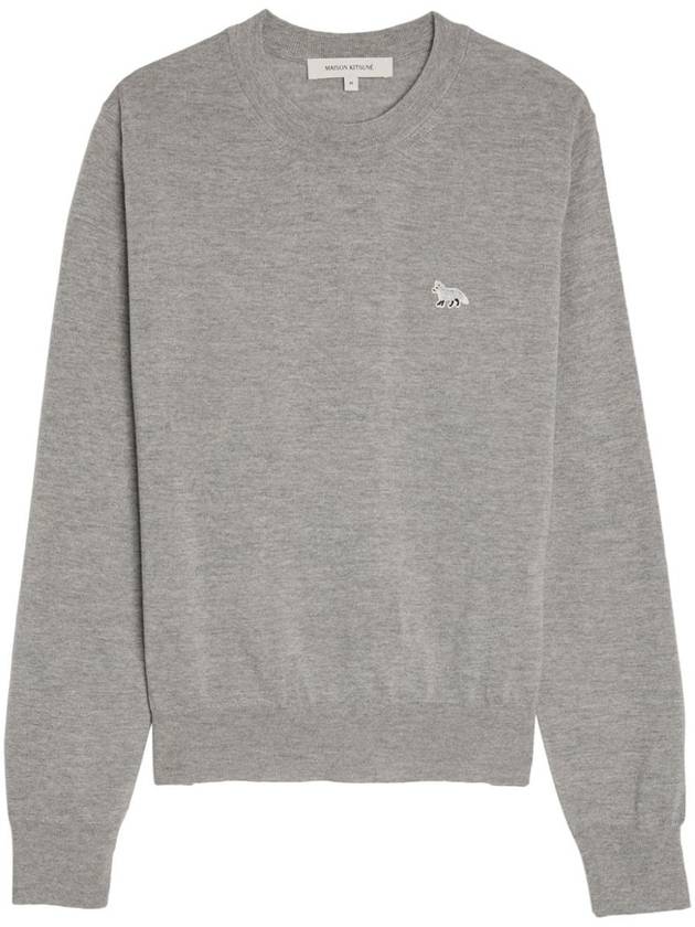 Women's Baby Fox Patch Regular Knit Top Medium Grey Melange - MAISON KITSUNE - BALAAN 2