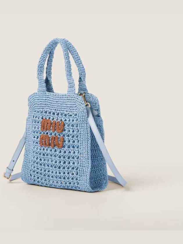 Raffia Crochet Handbag Shoulder Bag Blue - MIU MIU - BALAAN 2