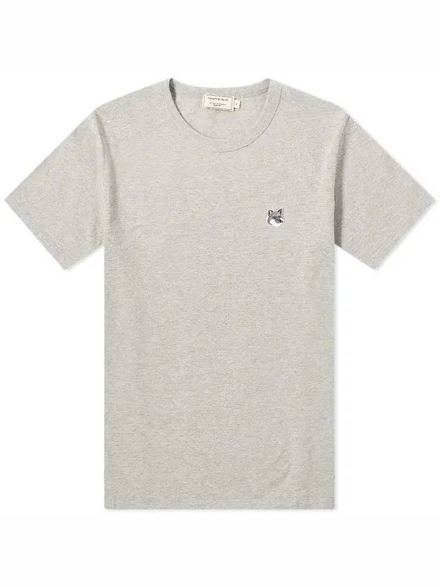 Grey Fox Head Patch Classic Short Sleeve T-Shirt Grey Melange - MAISON KITSUNE - BALAAN 2