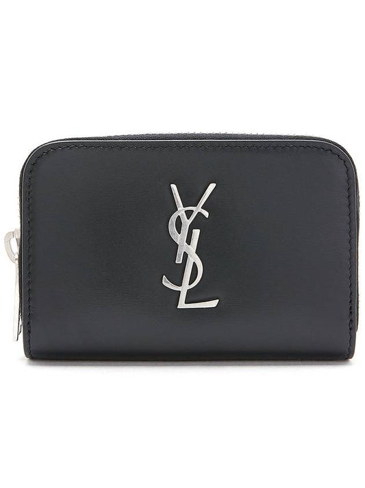 Monogram Zipper Silver Card Wallet Black - SAINT LAURENT - BALAAN 2