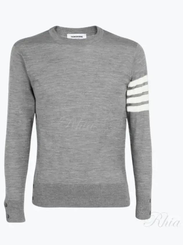 4 Bar Armband Classic Merino Wool Knit Top Light Grey - THOM BROWNE - BALAAN 2