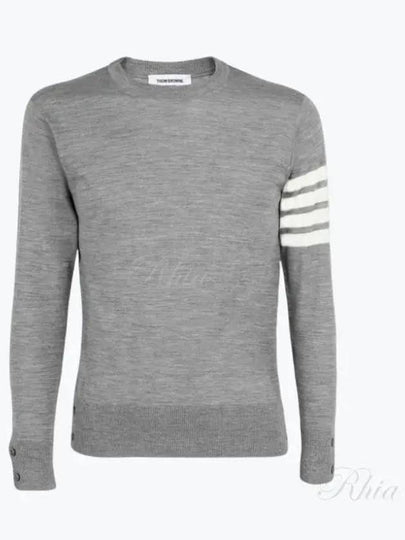 4 Bar Armband Classic Merino Wool Knit Top Light Grey - THOM BROWNE - BALAAN 2