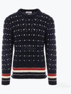 Wool Mohair Long Sleeve Knit Top Navy - THOM BROWNE - BALAAN 2