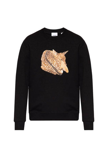 Deer Graphic Print Sweatshirt Black - BURBERRY - BALAAN 1