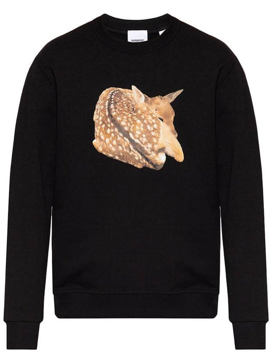 Deer Graphic Print Sweatshirt Black - BURBERRY - BALAAN 1