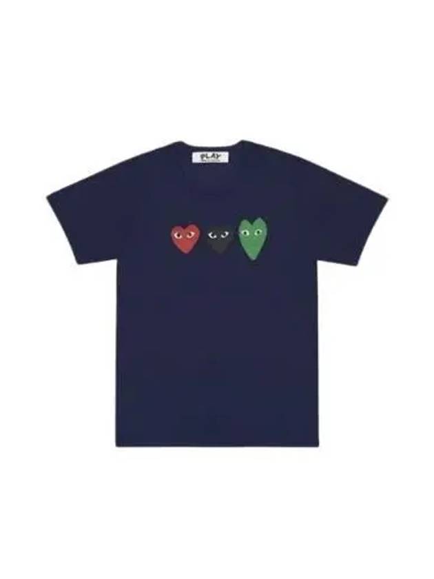 Women s multi heart printed short sleeved T shirt AZ T185 051 1 - COMME DES GARCONS - BALAAN 1