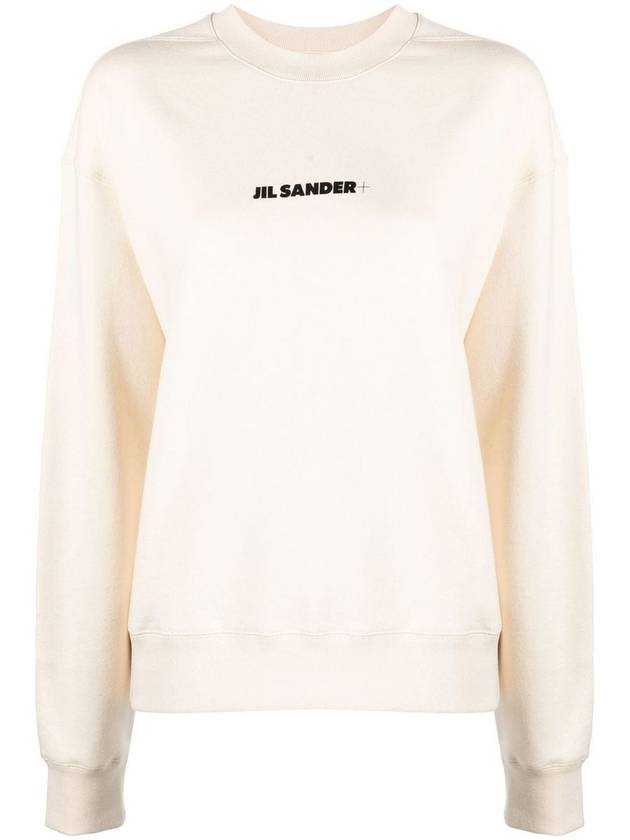 Front Logo Cotton Sweatshirt Beige - JIL SANDER - BALAAN 2