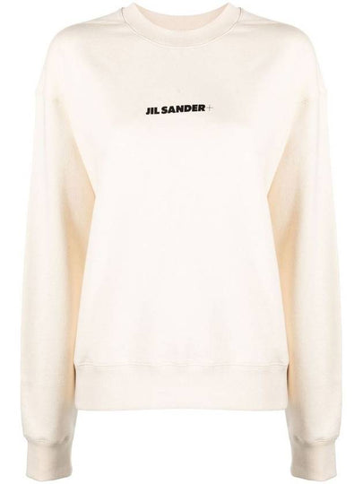 Front Logo Cotton Sweatshirt Beige - JIL SANDER - BALAAN 2