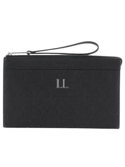 Embossed Logo Zipped Clutch Bag Black - SALVATORE FERRAGAMO - BALAAN 2