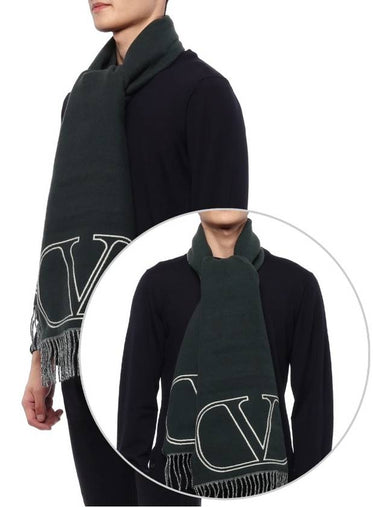 Men's V Logo Jacquard Muffler - VALENTINO - BALAAN 1