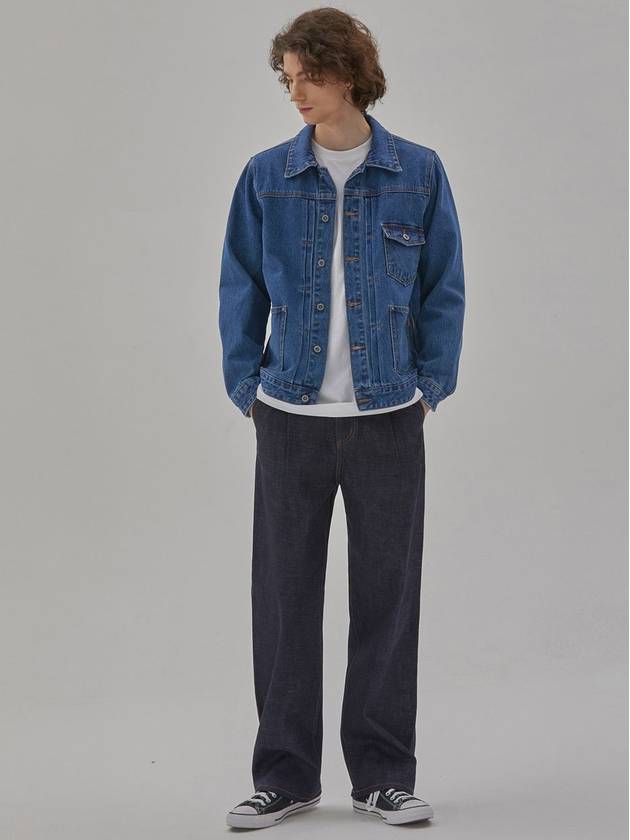 Denim trucker twotuck jacket indigo - CORK - BALAAN 2