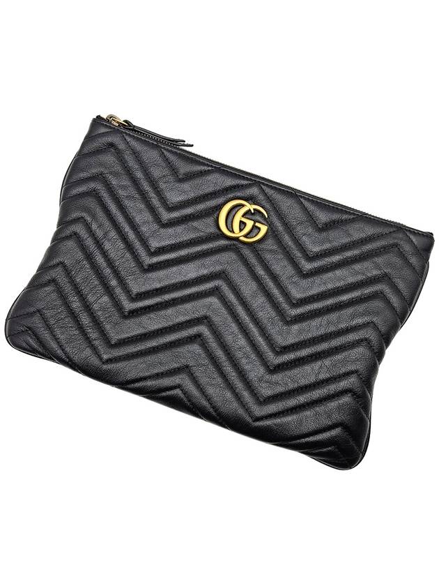 Gucci 525541 Black Matelasse Chevron GG Marmont Pouch Clutch - GUCCI - BALAAN 5