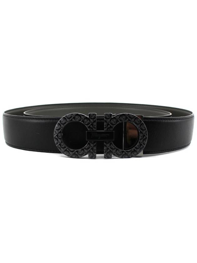 Salvatore Gancini leather belt black - SALVATORE FERRAGAMO - BALAAN.