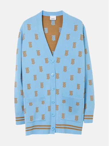 Monogram Oversized Cardigan Blue - BURBERRY - BALAAN 1