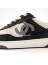 CC Logo Suede Kidskin Low Top Sneakers Black - CHANEL - BALAAN 8