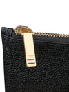 Pebble Grain Three Stripes Zipper Small Clutch Bag Black - THOM BROWNE - BALAAN 6