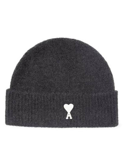 Logo Patch Knit Beanie Dark Gray - AMI - BALAAN 2