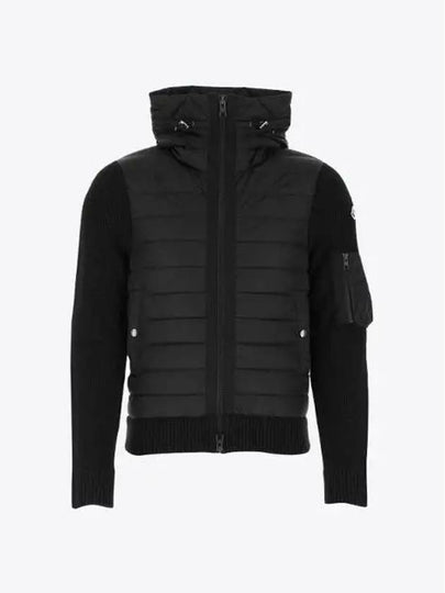 Padded Wool Hooded Zip-Up Cardigan Black - MONCLER - BALAAN 2