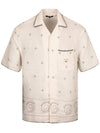 Men's Ronin Linen Button Down Short Sleeve Shirt Ivory - MALBON GOLF - BALAAN 1