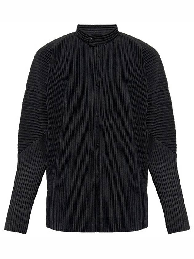 Pleated Stand Up Collar Long Sleeve Shirt Black - ISSEY MIYAKE - BALAAN 2