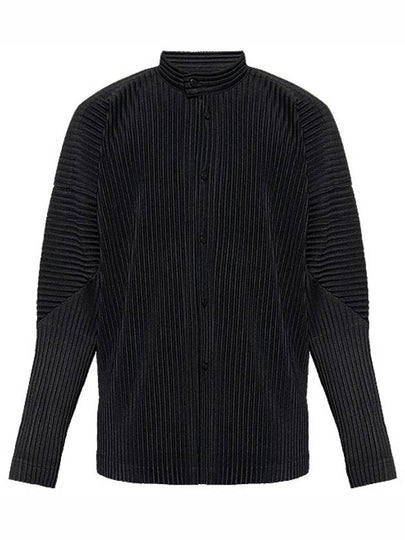 Pleated Stand Up Collar Long Sleeve Shirt Black - ISSEY MIYAKE - BALAAN 2