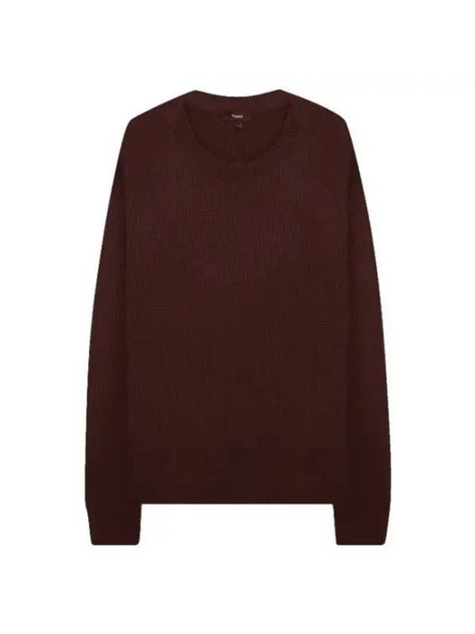 Rama Wool Crew Neck Knit Top Chocolate - THEORY - BALAAN.