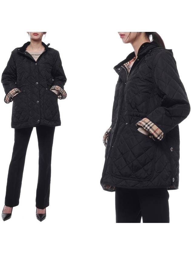 Diamond Quilted Long Nylon Jacket Black - BURBERRY - BALAAN 2