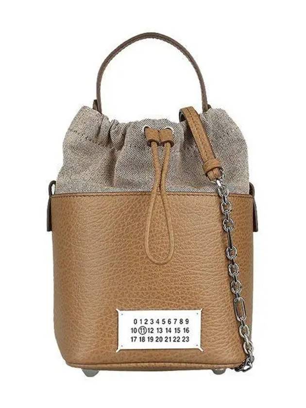 5AC Number Logo Texture Leather Bucket Bag Brown - MAISON MARGIELA - BALAAN 2