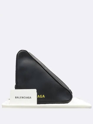 476976 Black Leather Triangle Pouch - BALENCIAGA - BALAAN 1