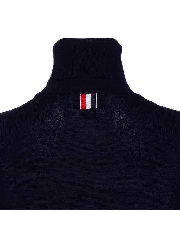 Fine Merino 4 Bar Relaxed Short Sleeve Turtleneck Navy - THOM BROWNE - BALAAN 5