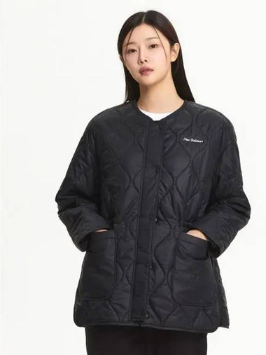 NBNQE4W912 WOMEN Round neck quilted mid length padded jacket BLACK - NEW BALANCE - BALAAN 1