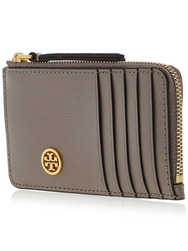 Porta Carte Robinson Leather Card Wallet Gray - TORY BURCH - BALAAN 3