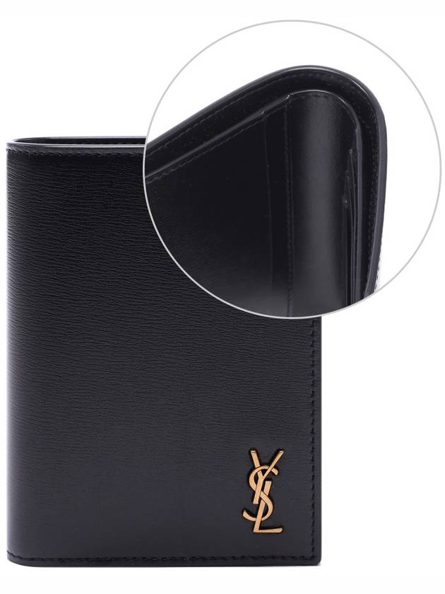 Monogram Gold Hardware Bifold Wallet Black - SAINT LAURENT - BALAAN 3