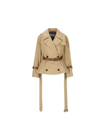 Cotton Twill Trench Jacket Honey - PRADA - BALAAN 1