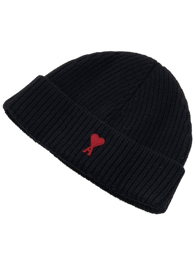 Heart Logo Wool Beanie Black - AMI - BALAAN 4