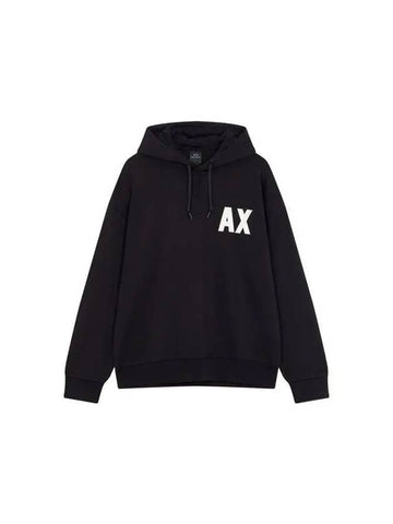 Men s AX Logo Patch Hooded Sweatshirt Black 271030 - ARMANI EXCHANGE - BALAAN 1