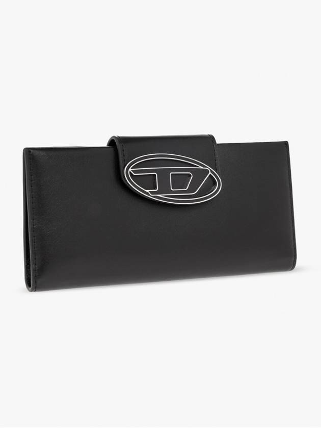 Julie D Logo Leather Long Wallet Black - DIESEL - BALAAN 5