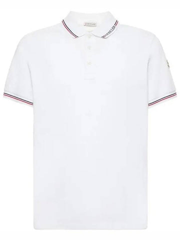 Logo Tricolor Collar Edge Cotton Pique Polo Shirt White 8A0001284 556 - MONCLER - BALAAN 1