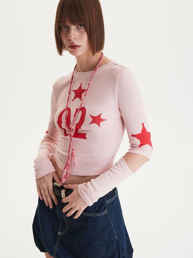 star ribbed long sleeve t shirt pink - MSKN2ND - BALAAN 1