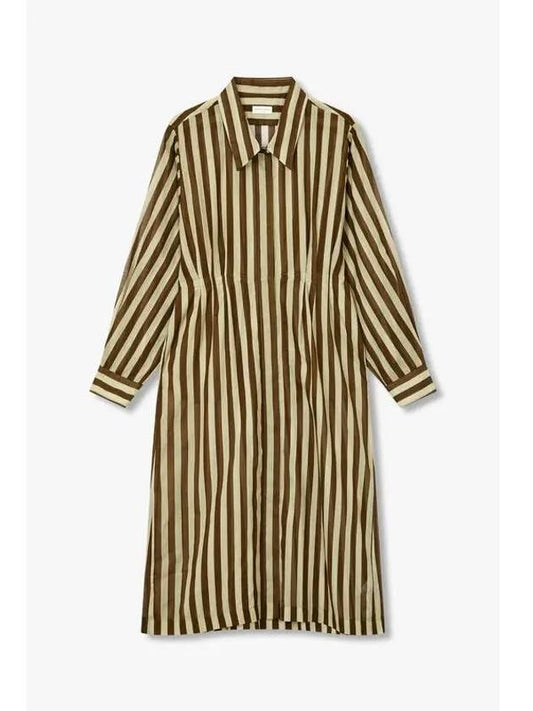 Women s Vertical Striped Shirt Dress Brown - DRIES VAN NOTEN - BALAAN 1