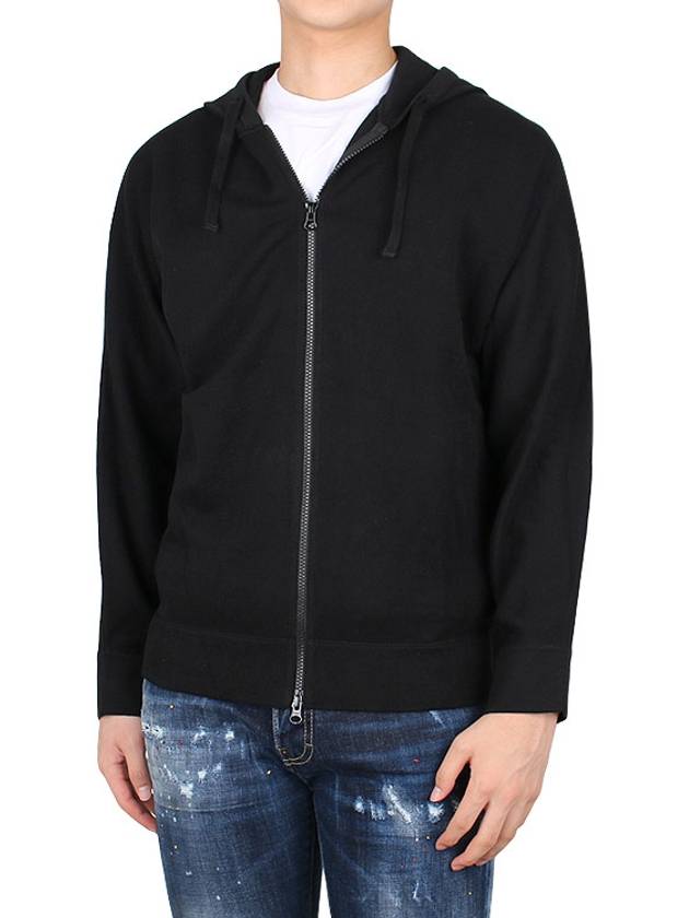 Back Big Logo Jacquard Zip Up Hoodie Black - STONE ISLAND - BALAAN 3