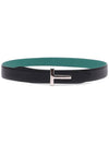 Silver Hardware T Logo Reversible Leather Belt Green Black - TOM FORD - BALAAN 5