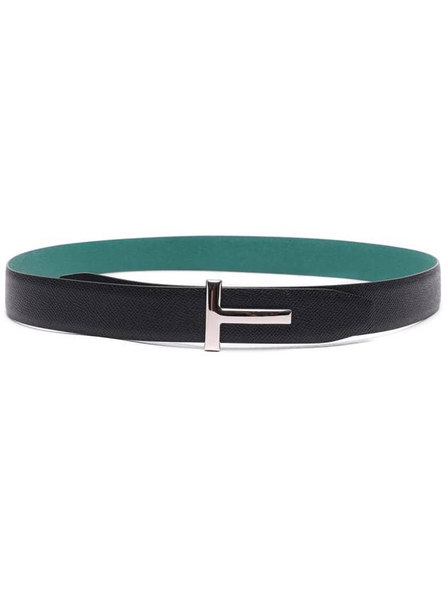 Silver Hardware T Logo Reversible Leather Belt Green Black - TOM FORD - BALAAN 5