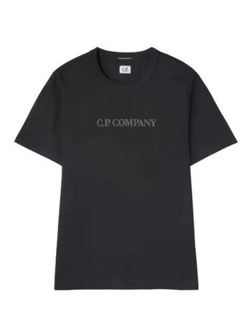 Graphic Logo Mercerized Short Sleeve T Shirt Black Tee - CP COMPANY - BALAAN 1