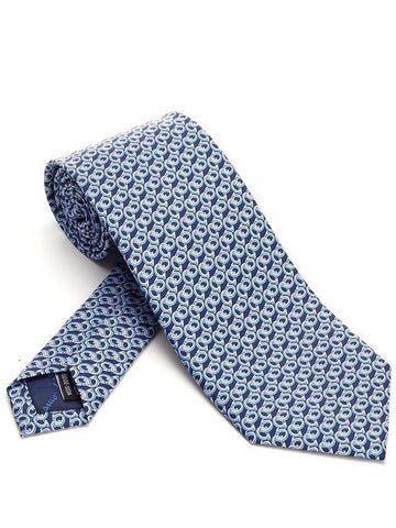 Gancini Pattern Silk Tie Royal Blue - SALVATORE FERRAGAMO - BALAAN 1