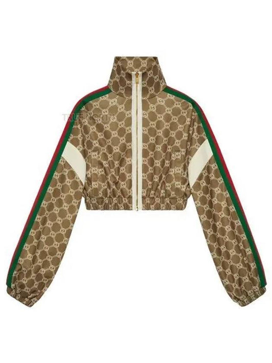 Interlocking G Zip-up Crop Jacket Brown - GUCCI - BALAAN 2