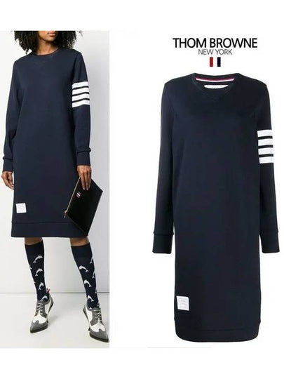 Classic Loopback 4-Bar Sweater Midi Dress Light Navy - THOM BROWNE - BALAAN 2